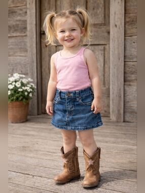 Est. 1989‎ Toddler Denim Skirt Skort Size 2T | Built-In Shorts | Western Cowgirl